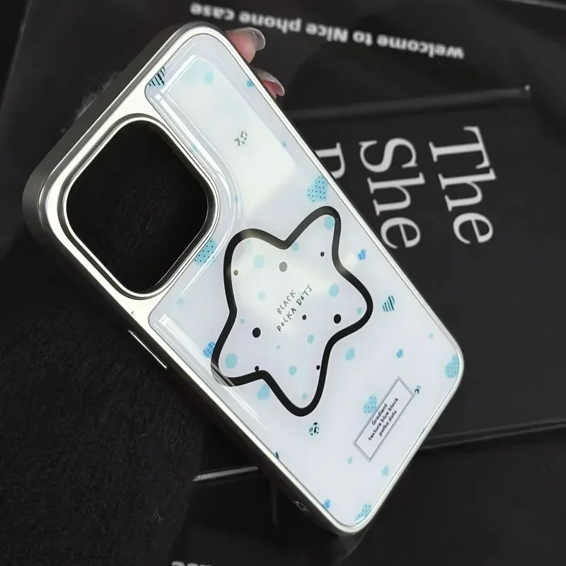 Advanced Full Screen Blue Love Line Star Drip Glue Phone Case For iPhone 17 AIR 16 15 14 13 12 11 PRO MAX PLUS Anti Drop Cover