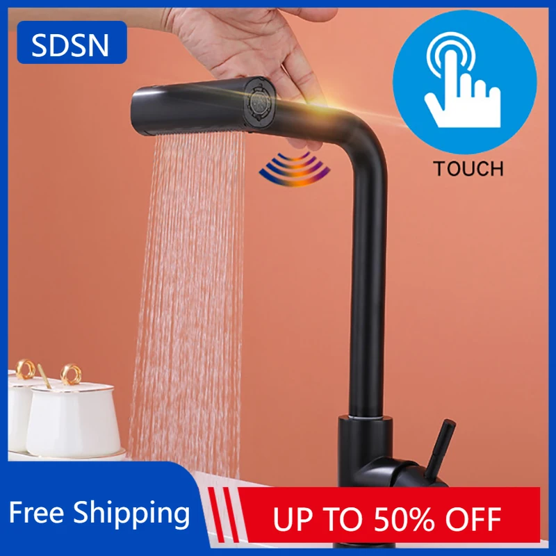 

Feiyu Touch on Kitchen Sink Faucets of Pull Down Hot Cold Kitchen Sink Mixer Tap Stainless Steel Touch Waterfall Kitchen Faucet