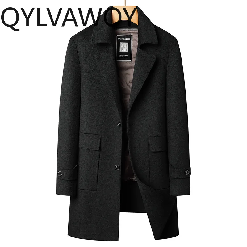 QYLVAWOY 70% Wool Coats for Man Autumn Double-faced Warm Detachable Down Liner Woolen Jacket Men's Clothing Abrigo Hombre 2026
