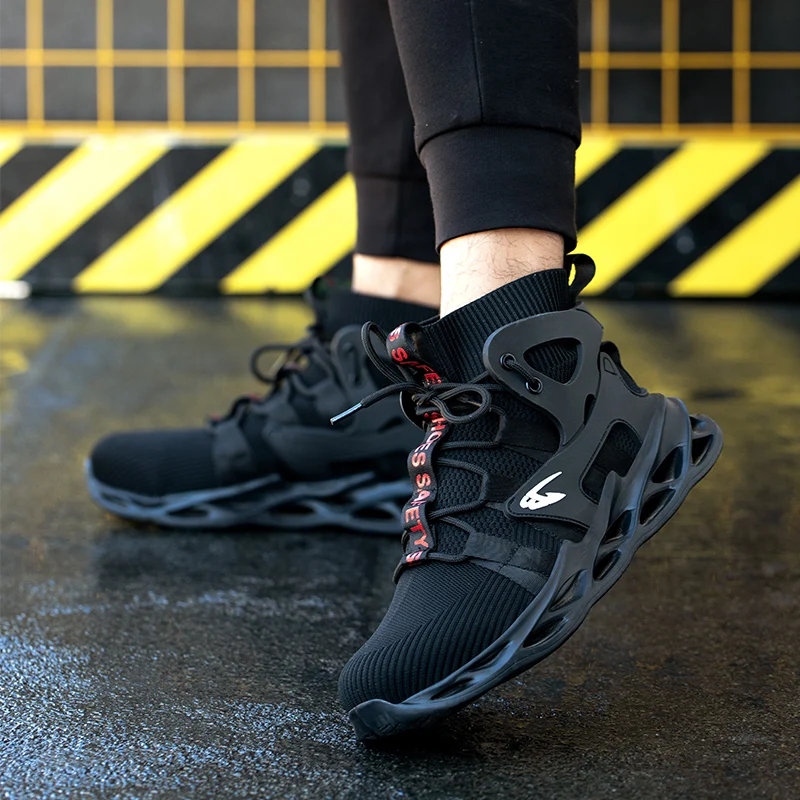 New Style Men Indestructible Safety Shoes With Steel Toe Cap, Anti-Smash Non-Slip Security Work Sneakers Protective Boots