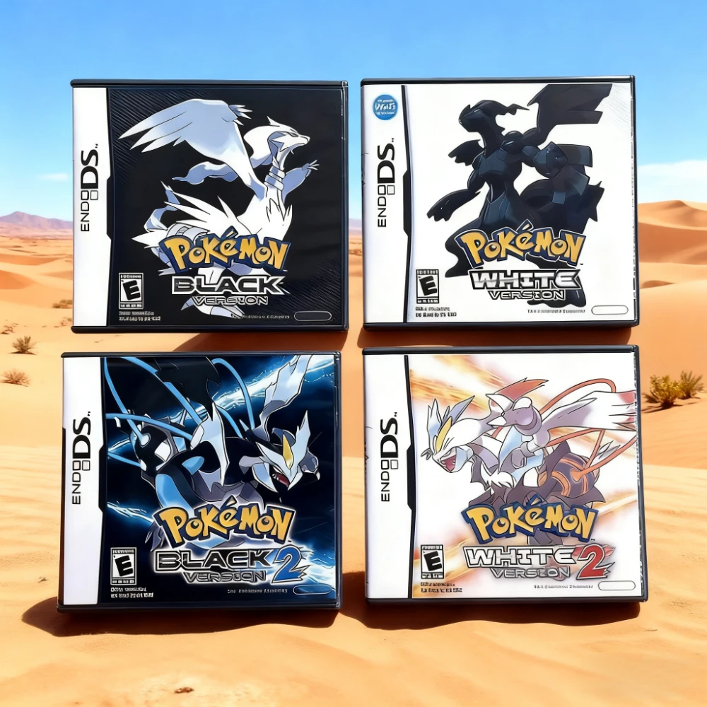 Pokemon noir et blanc 1 2 carte combinée carte combinée avec boîte Cassette DS carte de jeu Pokemon pour Ds Nds 3ds