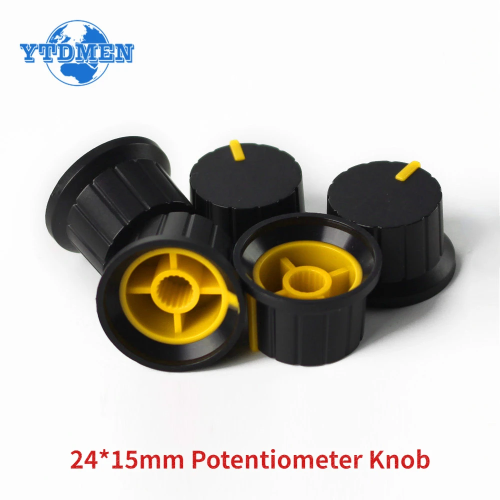 10PCS 24*15mm Potentiometer Knob Yellow Cap Flower-axis Volume Control Knobs 24x15mm, for Encoder