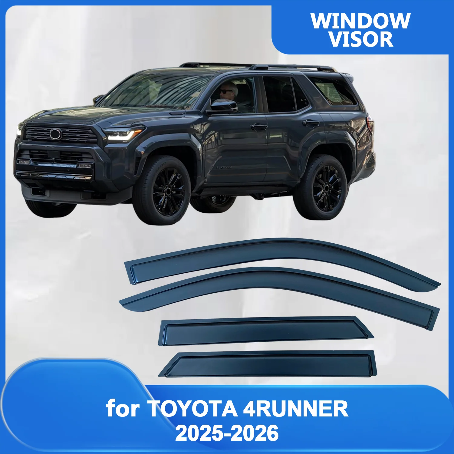 

Weathershield for TOYOTA 4RUNNER 2025 2026 Sun Rain Deflector Guard Car Side Window Deflector Out-Channel Tape On