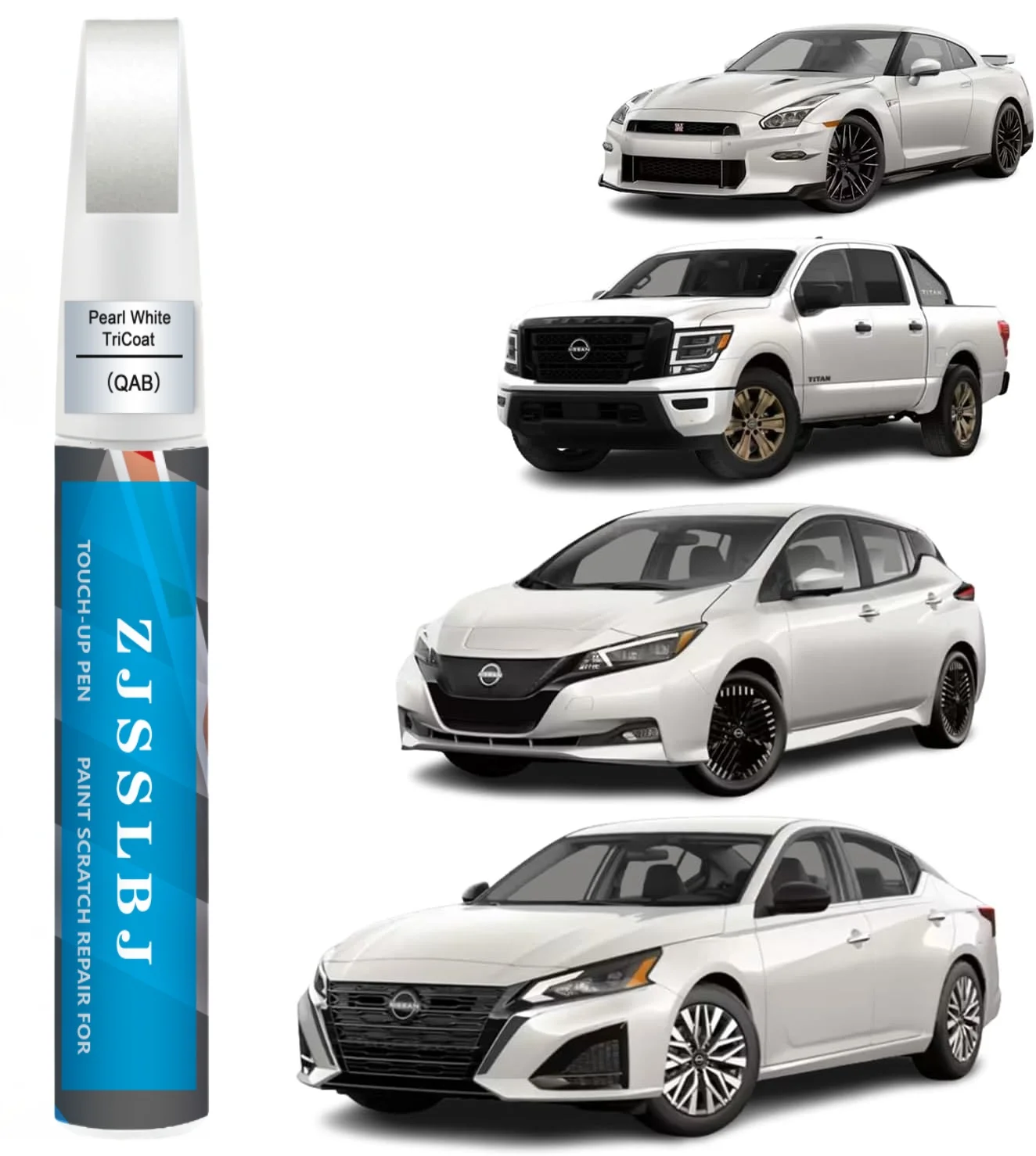 

Car Touch Up Paint(Pearl White TriCoat(QAB)) for Nissan, Car Paint Scratch Repair Kit, Quick & Easy Solution to Repair, 2 in 1 S