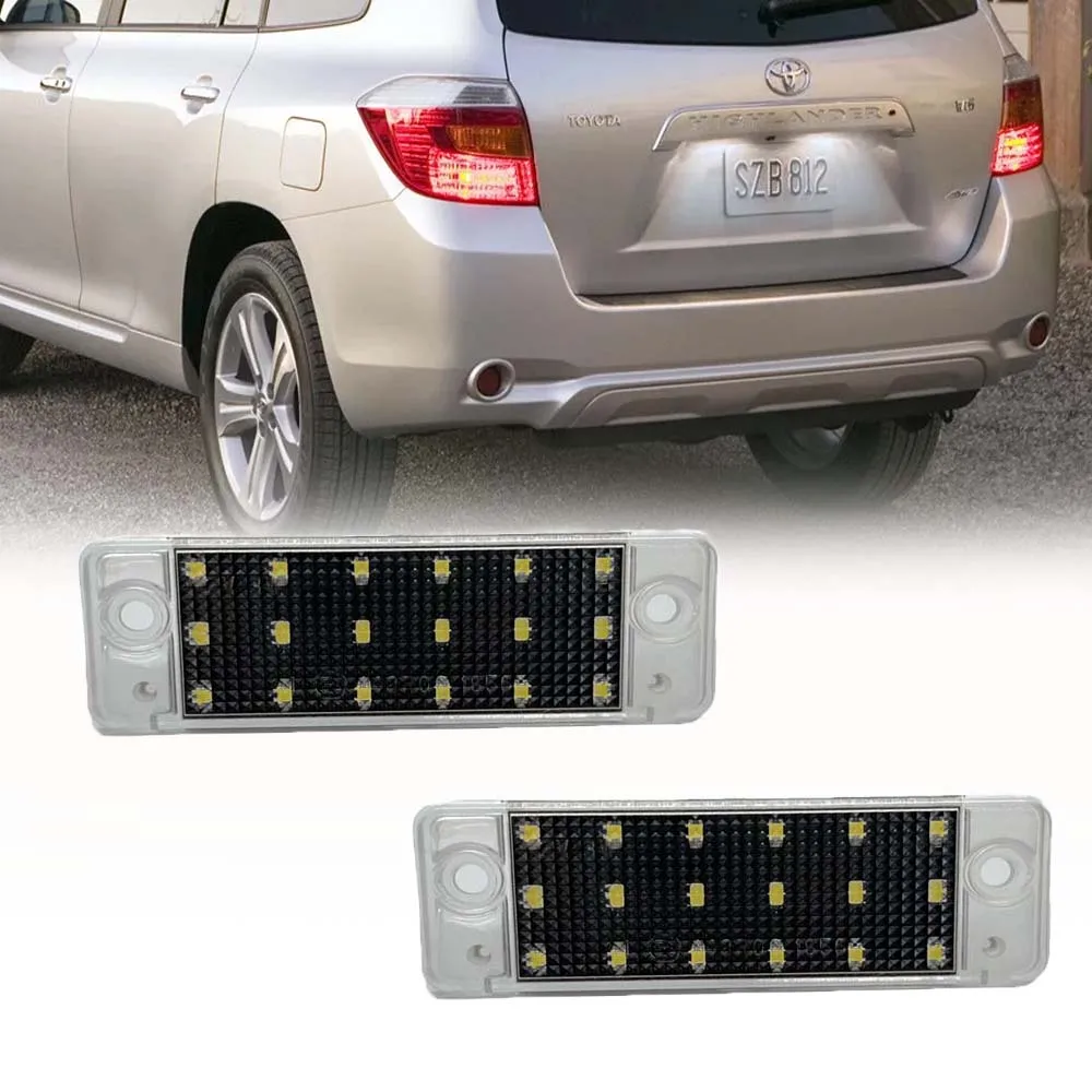 2pc Error Free 6500K White Full LED License Plate Lamps Tag Lights Pair Set For 2001-2007 Toyota Highlander Base/Limited/Sport