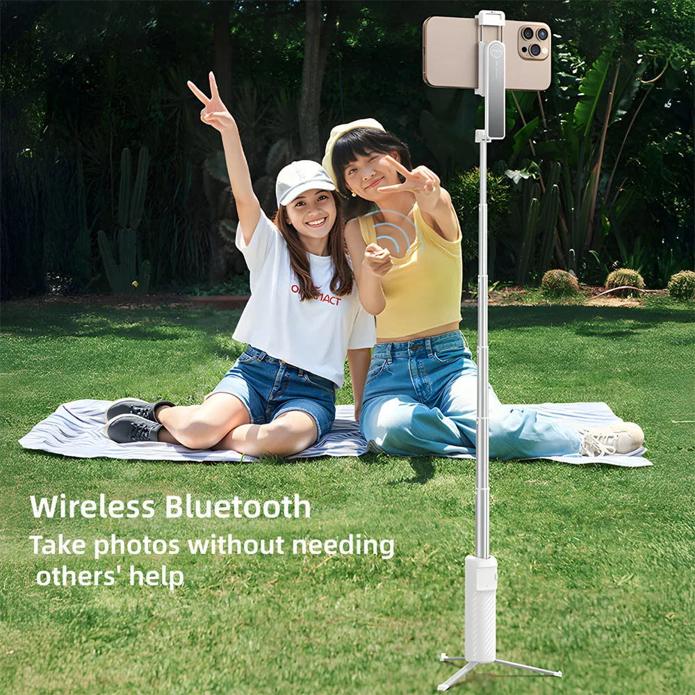 حامل هاتف عصا سيلفي 68 سم مع حامل ثلاثي صغير بلوتوث وجهاز تحكم عن بعد 360 عمود ألومنيوم قابل للدوران لفيديو البث المباشر