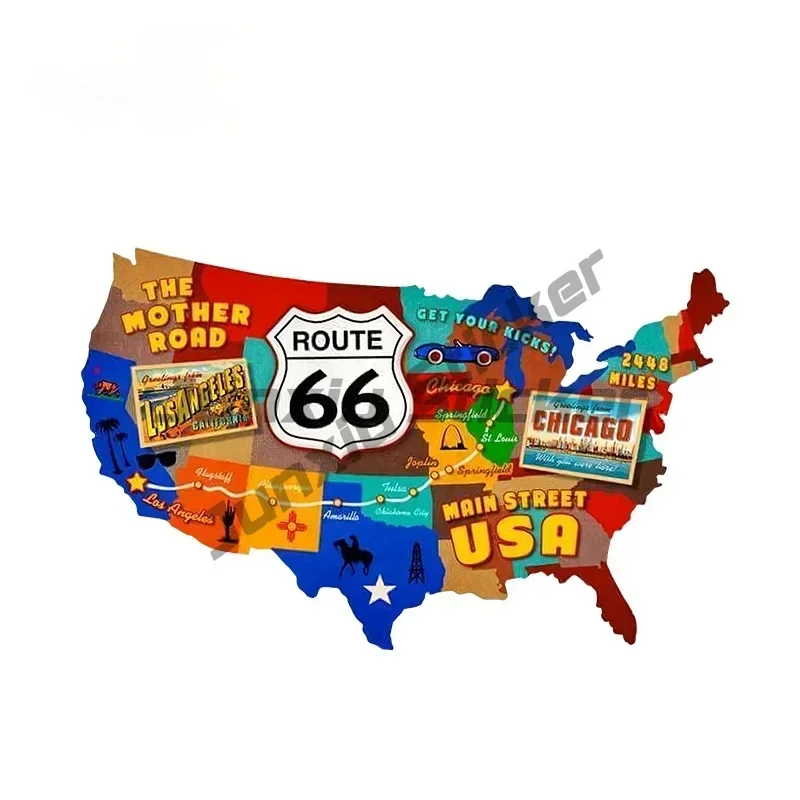 Route 66 Service Sign High Quality Waterproof Vinyl Stickers for Car SUV Bumper Motorcycle Helmet Exterior Decal PVC Accessories