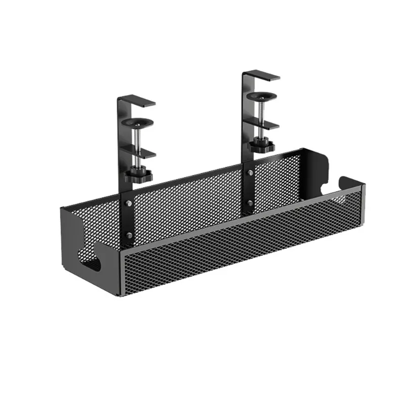 New Shown-Multipurpose No-Drill Cable Organizer-Wire Management Basket In Carbon Steel For Desk Storage