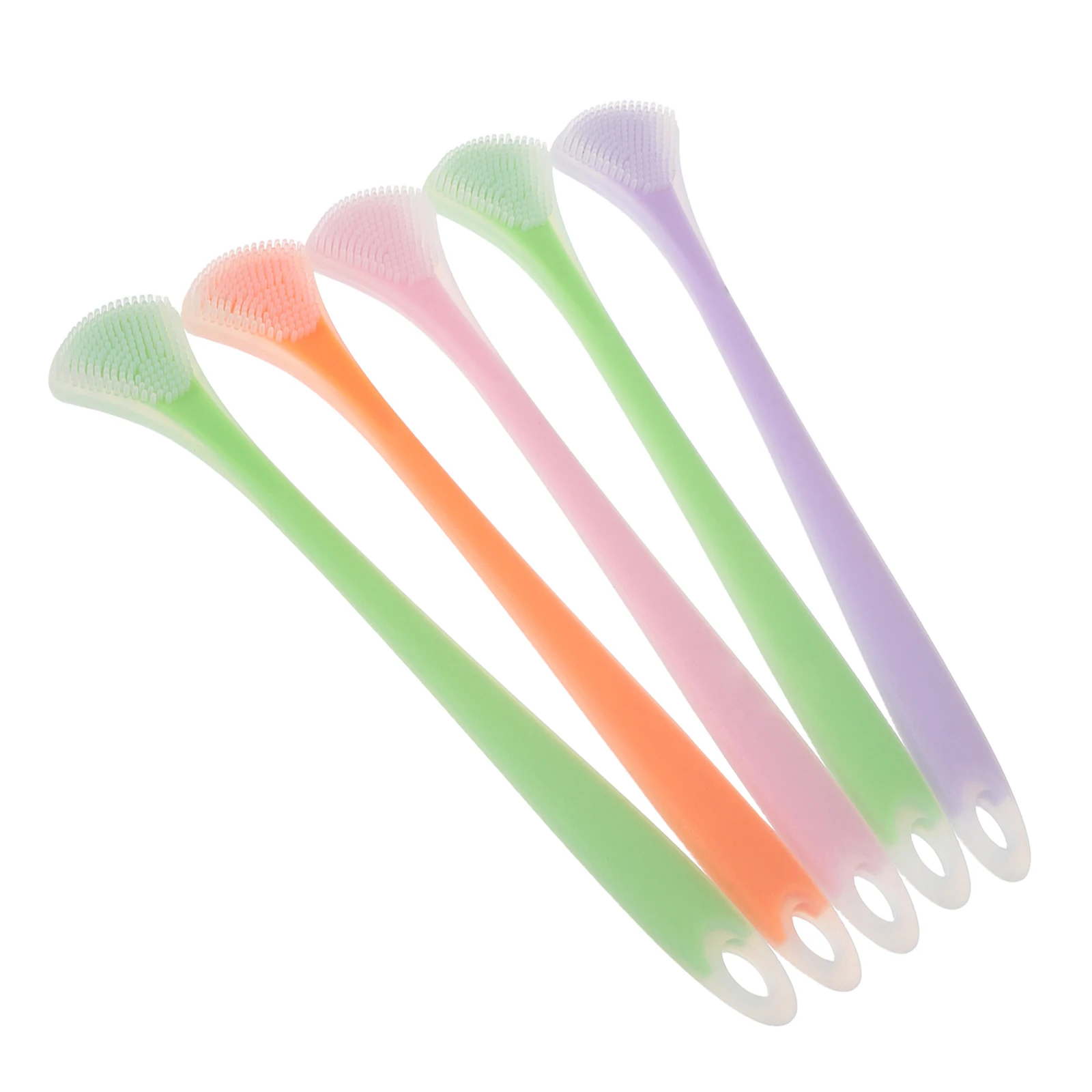 

5 Pcs Double Head Silicone Cleaner Tongue Scraper Brush Portable Scraping Coating Tool Gentle Material Oral Care Dental Supplies