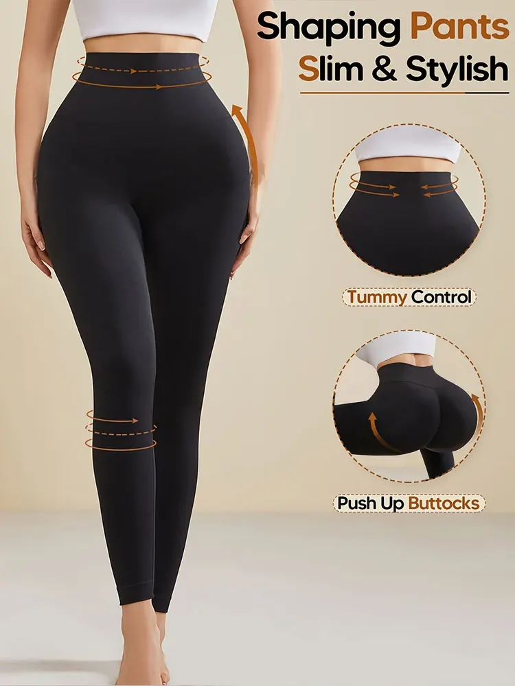 Leggings Moldeadores de Cintura Alta Negros, Efecto Levanta Glúteos, Control de Abdomen, Pantalones de Yoga, Ropa de Talla Grande para Mujer