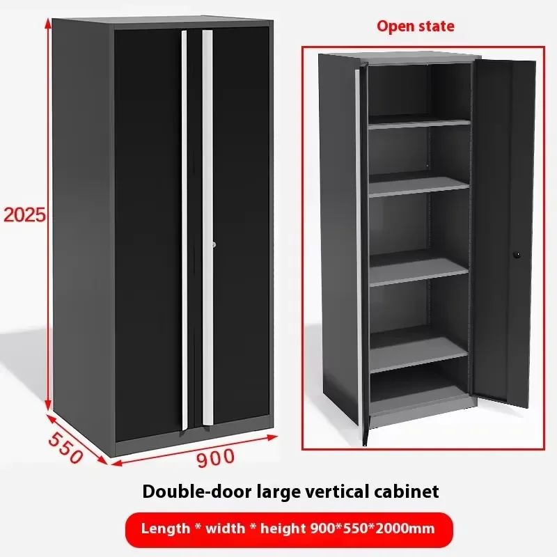 Lockable Stainless Steel Tool Cabinet Workbench with Side Hook Anti-rust Coating Heavy Duty Storage