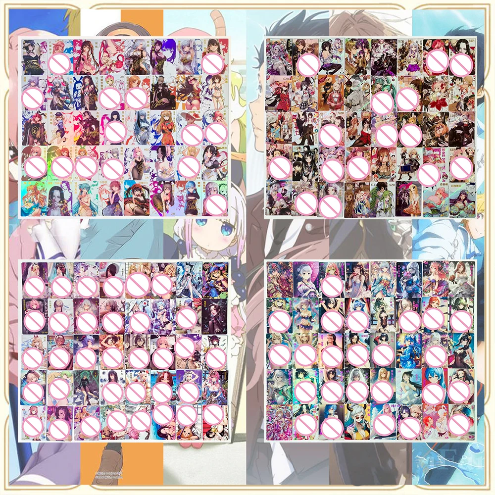 4Set Anime Goddess Story DIY ACG Kochou Shinobu Kanroji Mitsuri Advanced Glitter Collectible Card Christmas Birthday Gift
