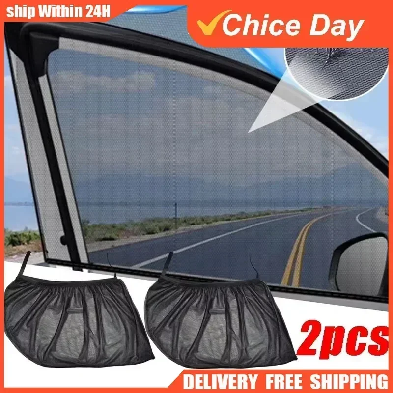 2pcs Car Sunshade Curtains Side Window Shades Car Curtains Protection Repellent Mosquito Mesh Net Sunshade UV Sun Visor