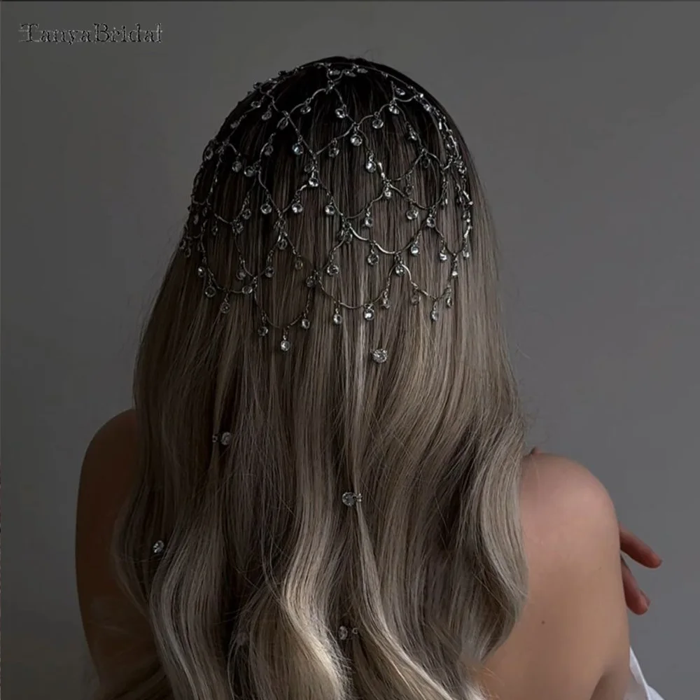 

Повязка для волос со стразами и кристаллами, свадебные аксессуары, головной убор с кисточкой Chic DH012