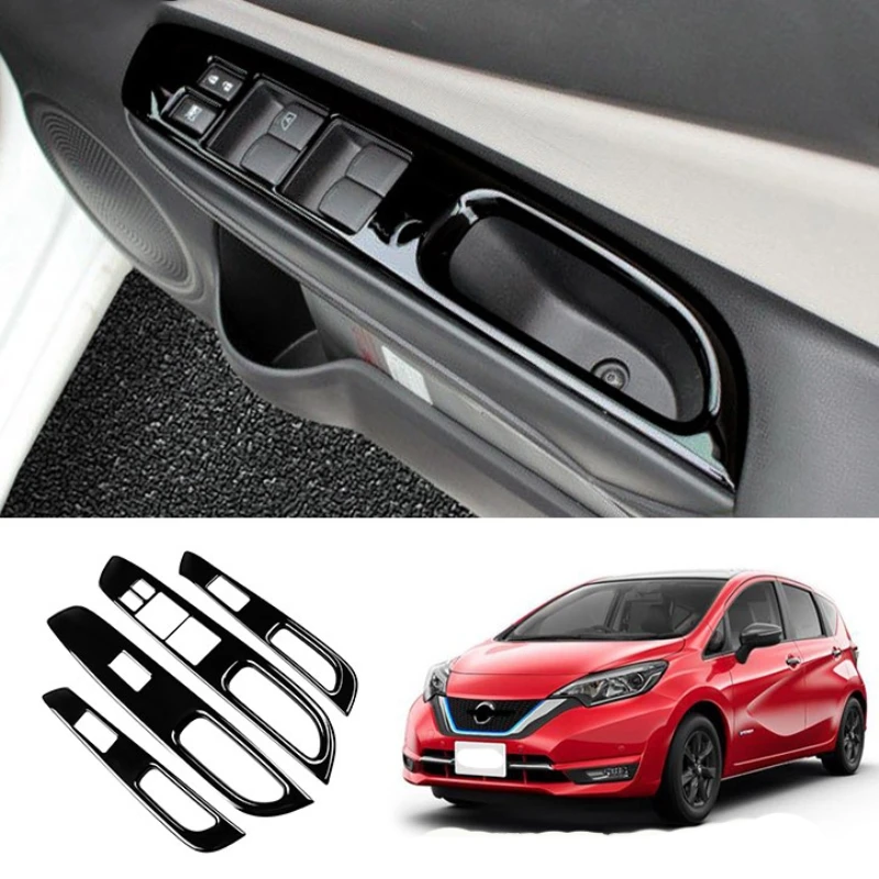 RHD For Nissan Note E12 2014-2019  Car Interior door glasss Window Lift control Switch Button Cover Trim Sticker accessories