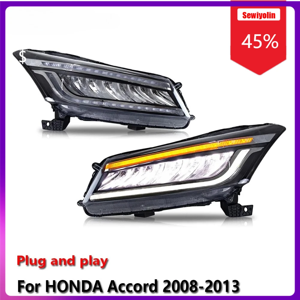 

Sewiyolin автомобильные светодиодные лампы фары в сборе для HONDA Accord 2008-2013 противотуманные фары DRL тормозной указатель поворота