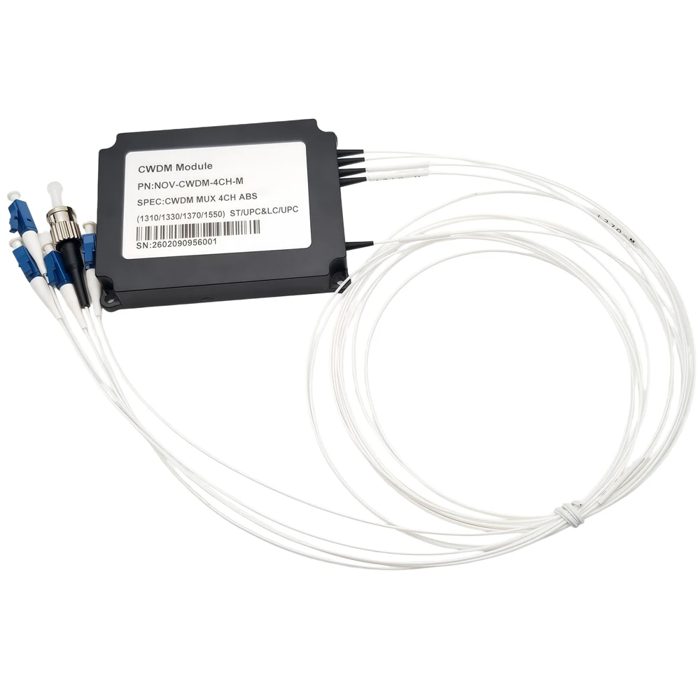 1*4 CWDM ABS Fiber Optic Multiplexer Module,4Channels Over Single Fiber SM 0.9mm 1M Compact CWDM Mux+Demux SC LC FC ST Connector