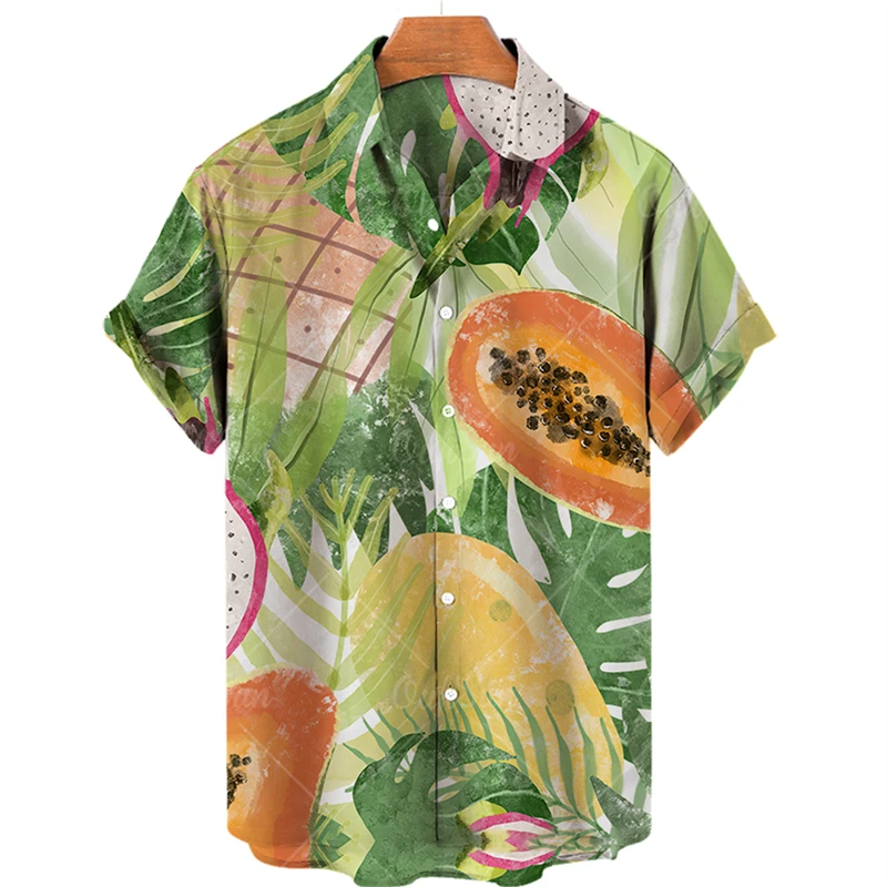 Camisa masculina estampada 3d com estampa de frutas, unissex, roupas de verão, tops soltos, watermalon, camisa casual masculina, blusa de lapela