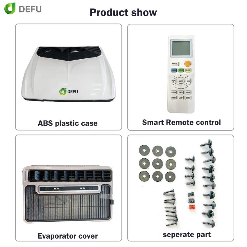سقف الشاحنة RV مكيف الهواء 12/24 فولت المقصورة فان التخييم R134A المبردات 7500-10500BTU وقوف السيارات مكيف الهواء #5