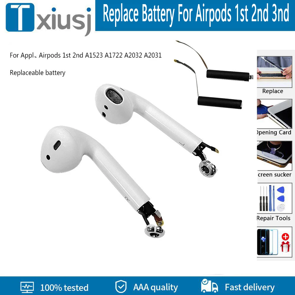 

Replace Battery For Airpods 1st 2nd 3nd A1604 A1523 A1722 A2032 A2031 Air Pods 1 Air Pods 2 3 Replaceable Battery GOKY93mWhA1604