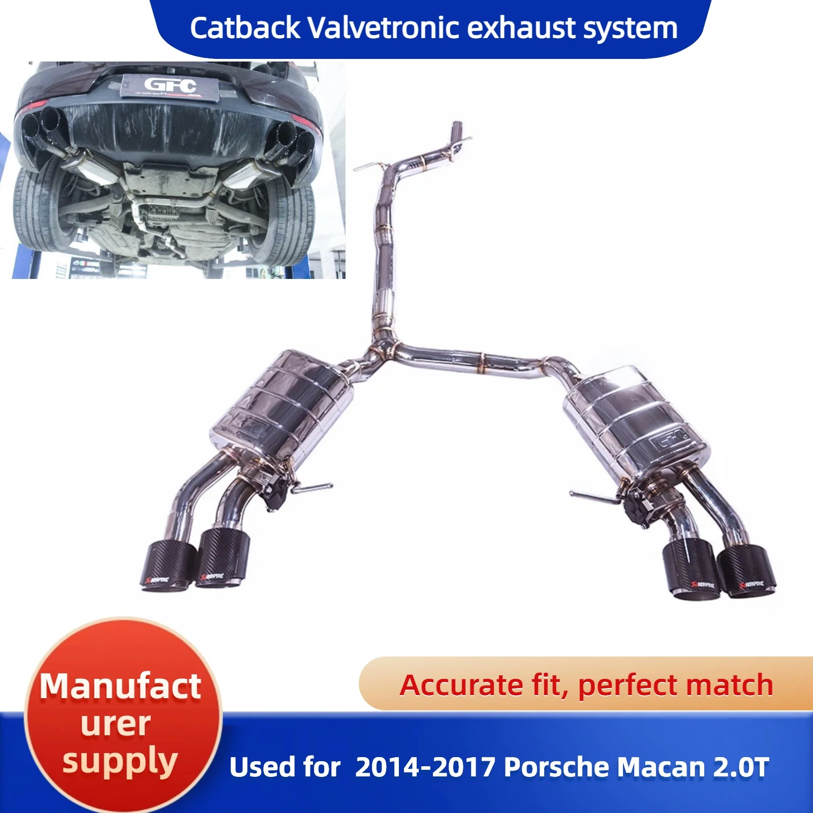 

For Applicable to the 2014-2017 Porsche Macan 2.0T 304 Stainless Steel Catback Valvetronic Exhaust System Muffler