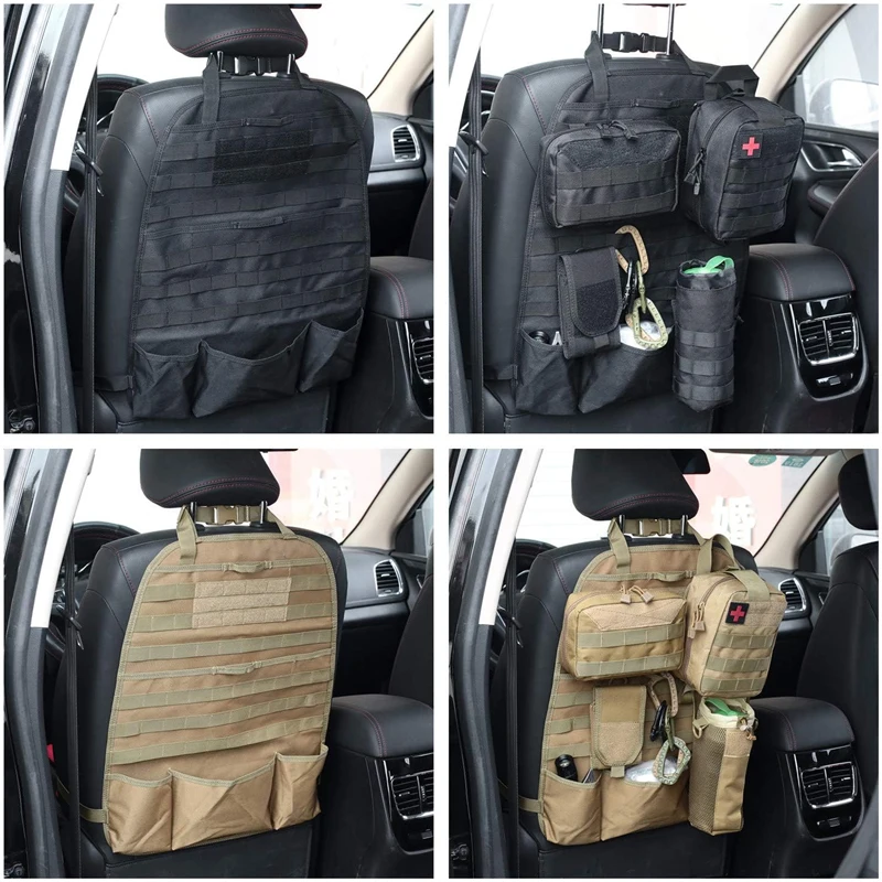 Rugleuningorganizer-Opgewaardeerd Tactisch Molle Voertuigpaneel Universeel Fit Autostoelhoes Beschermer Met Extra Amerikaanse Vlagpatch