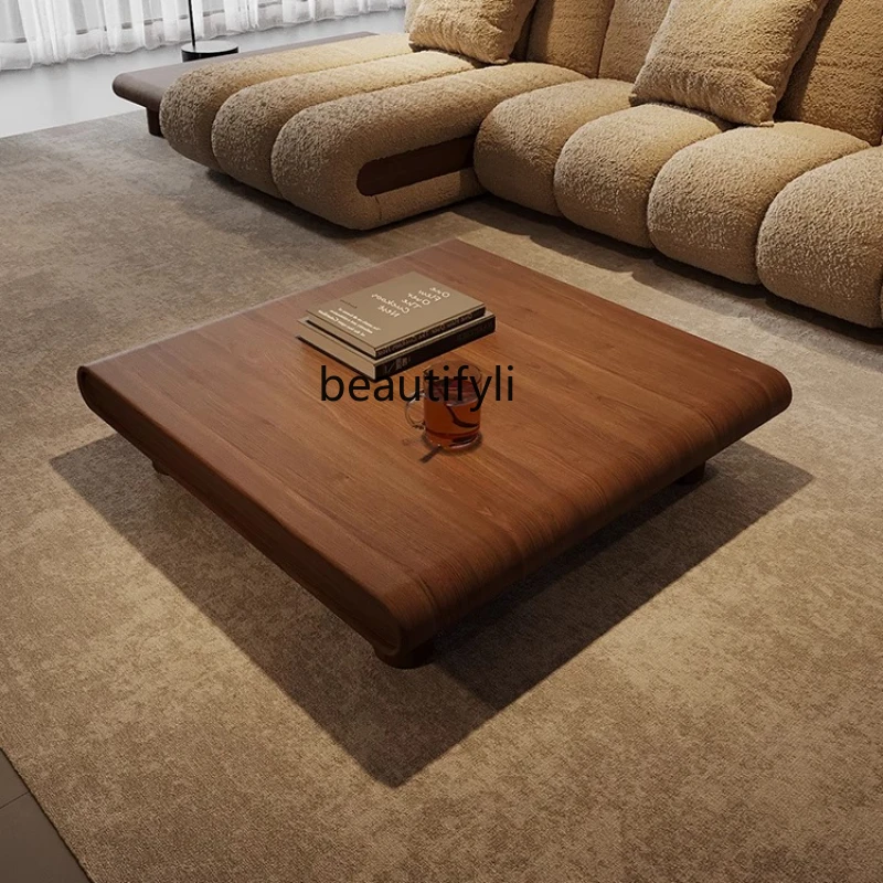 

Medieval coffee table walnut square tea table simple modern living room home low table