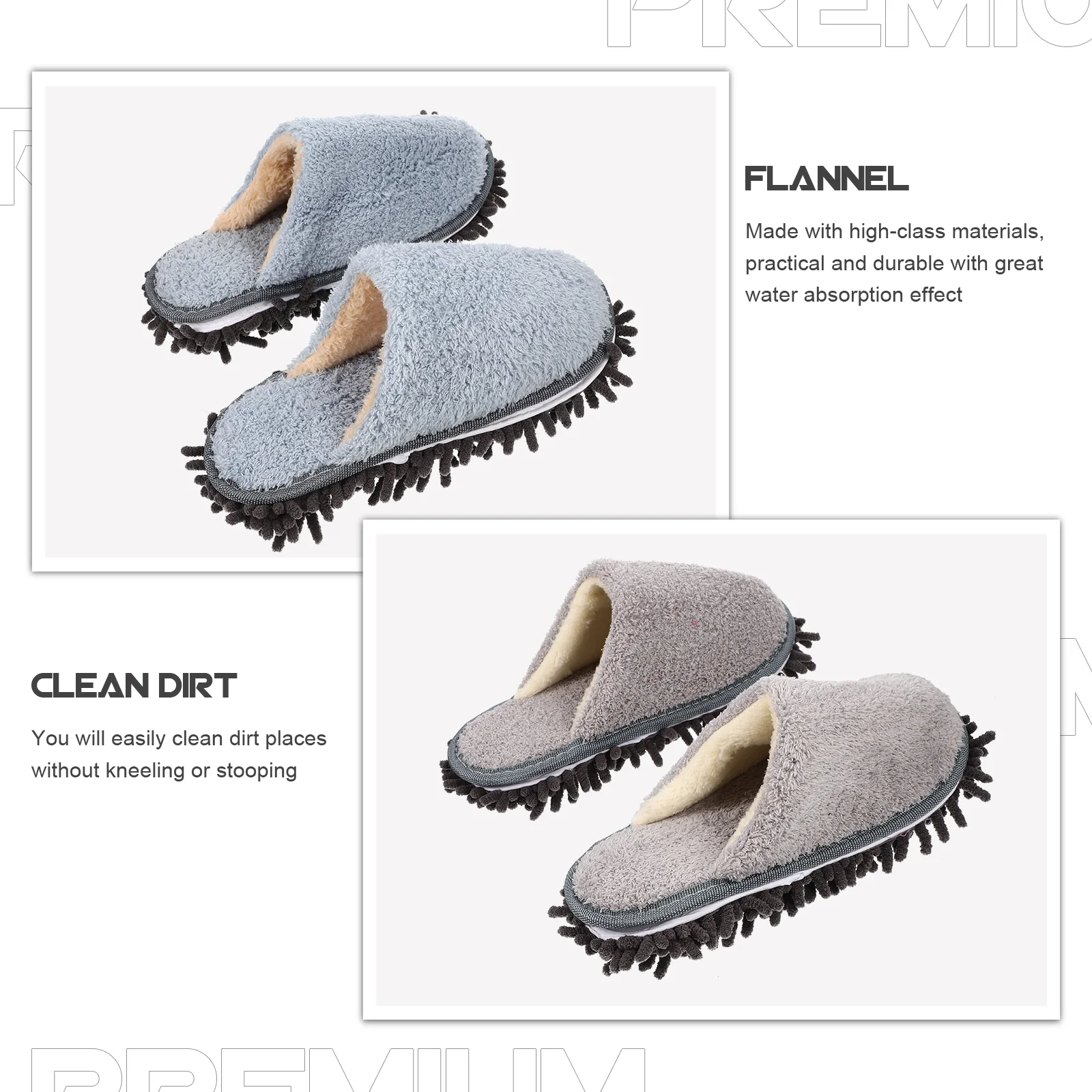 2 Pairs Slippers Washable Mop Shoes for Floor Women Convenient Hair Sweeping Cleaning Dust Reusable