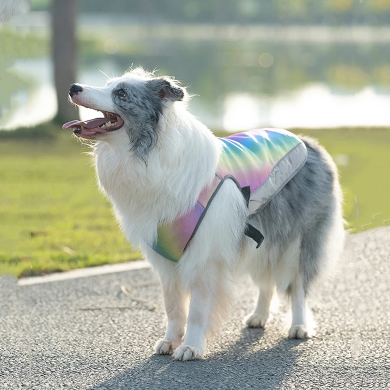 Summer Pet Dog Rapid Cooling Vest Heat Resistant Puppy Clothes Breathable Sun-proof Rainbow Jacket For Small Large Dogs Outdoor