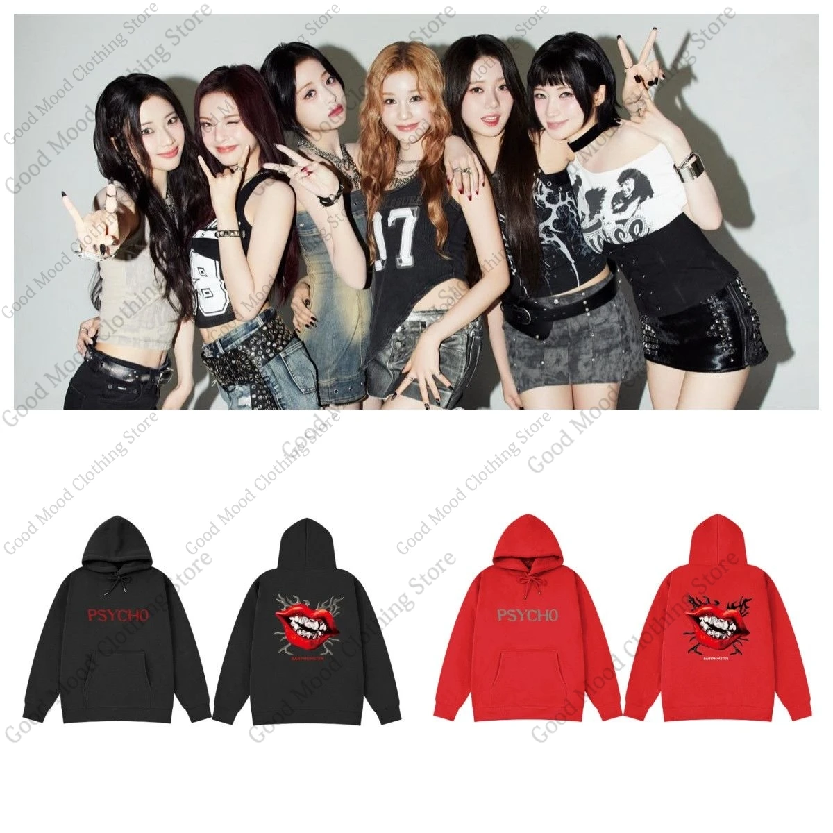 

Толстовки BABYMONSTER PSYCHO LOVE MONSTERS Concert Same Print Толстовка Уличная мода Высокое качество Женщины Мужчины Теплая толстая толстовка