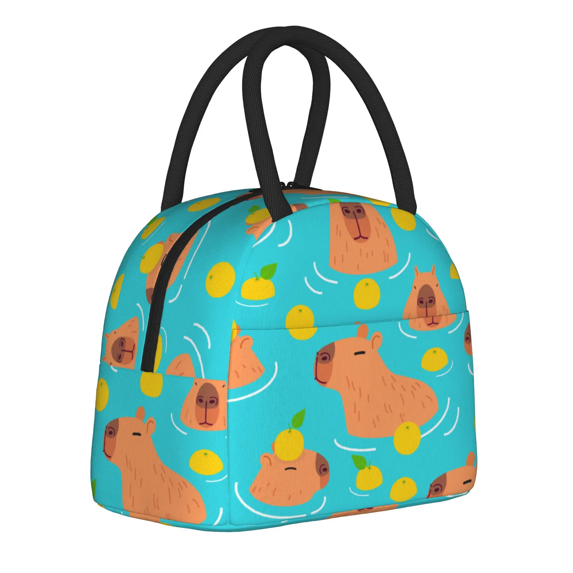 Capybara Cartoon  Insulated Lunch Bags Cooler Bag Reusable  Portable Tote Lunch Box Food Bag School  Travel