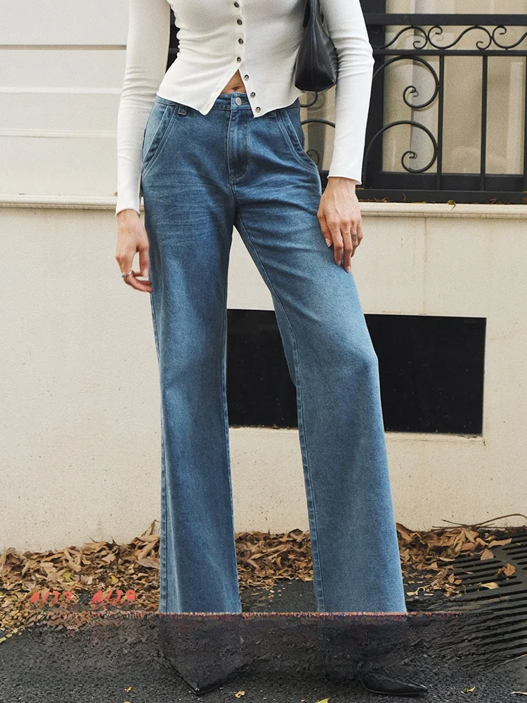 

Джинсы ITSNIKAR в американском ретро-стиле, женские, осенне-зимние, широкие прямые брюки в пол, повседневные, стройнящие