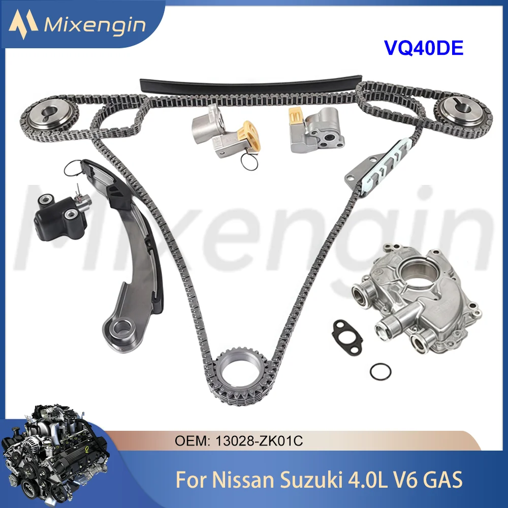 Engine Timing Chain Kit wW/ Oil pump Fit 4.0L V6 GAS VQ40DE Nissan Frontier Pathfinder Xterra NV1500 NV2500 NV3500 Suzuki 05-21