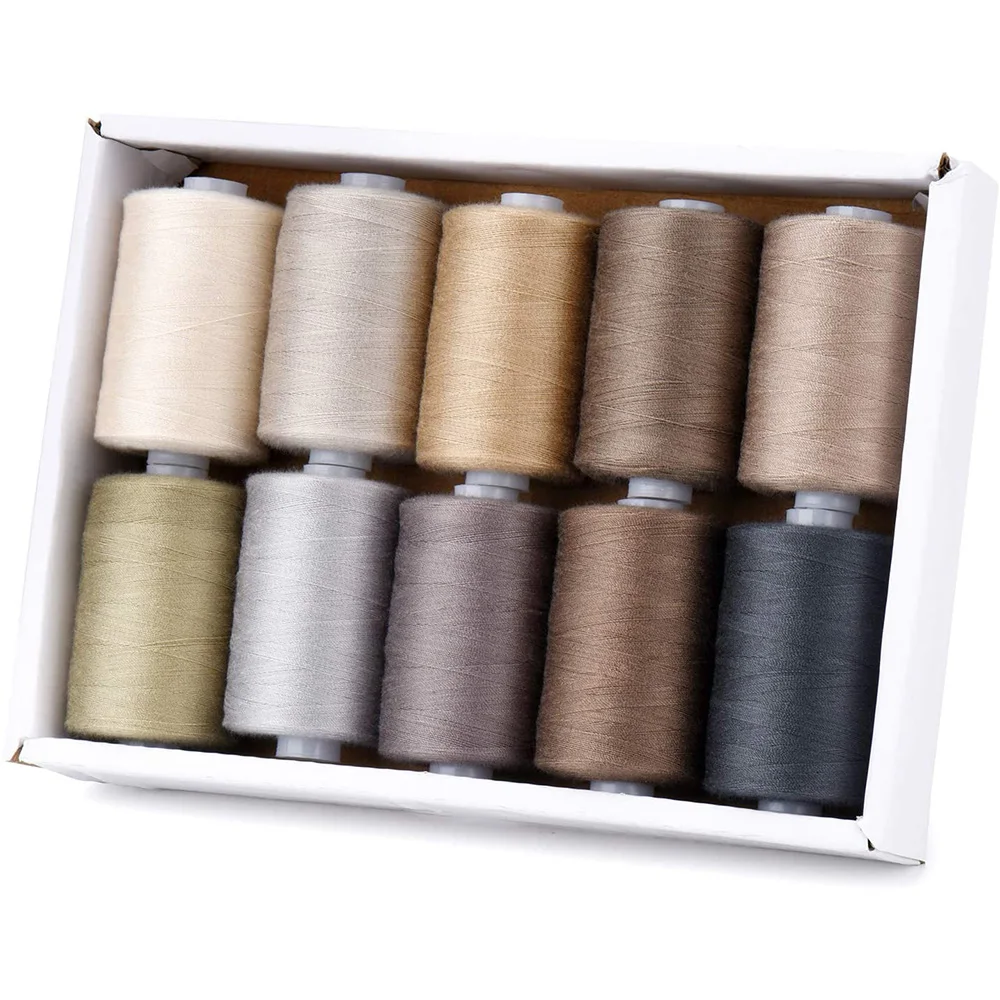 

1000 Yards Per Spool 40S/2 Polyester 10 Grey Colors Set Sewing Thread For Sewing Machine Quilting Hand Sewing Thread