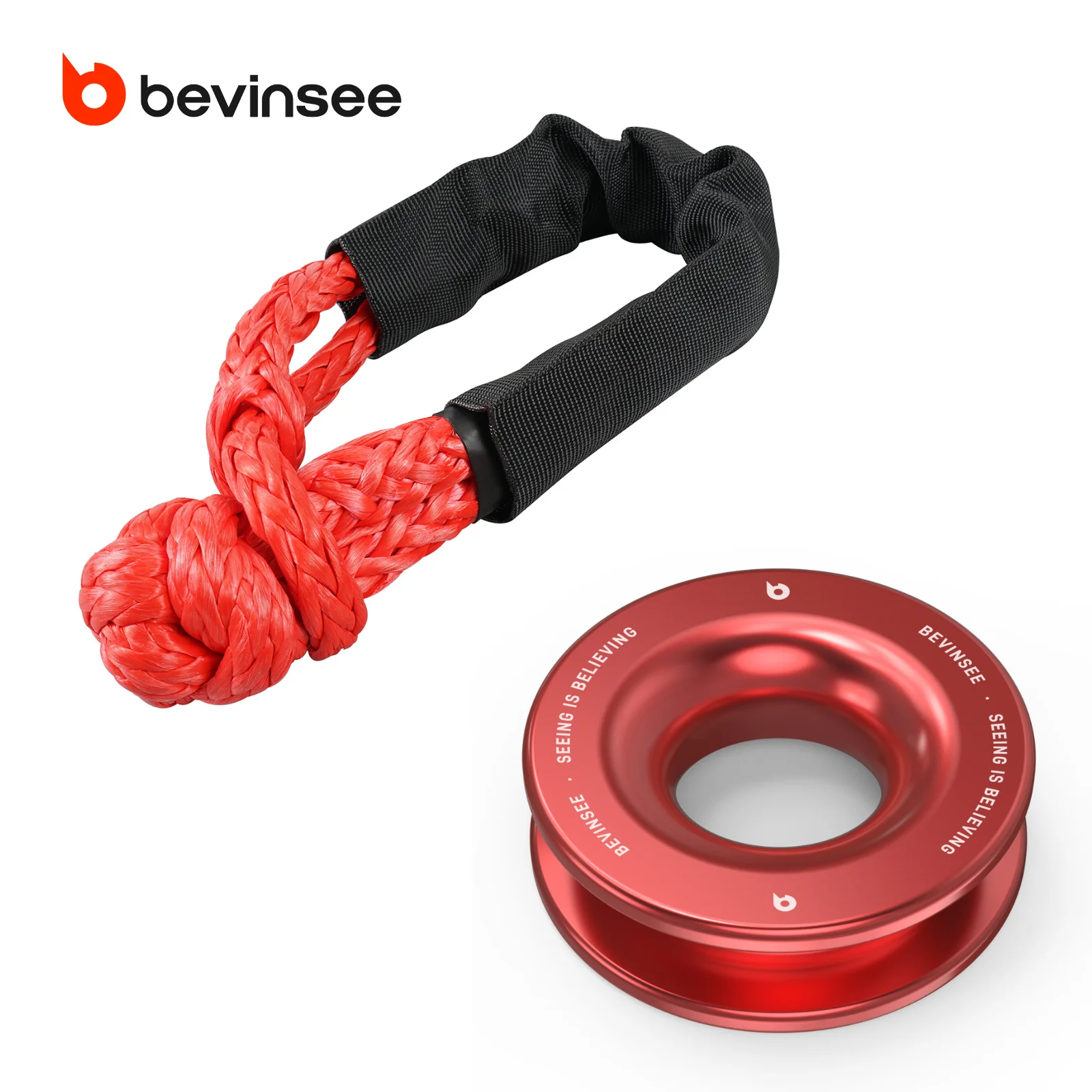 

Кольцо для восстановления BEVINSEE, мягкая скоба, 30000 кг/66000 фунтов, сверхмощный буксировочный ремень, лебедка, веревка для Jeep ATV UTV SUV, грузовика для восстановления бездорожья