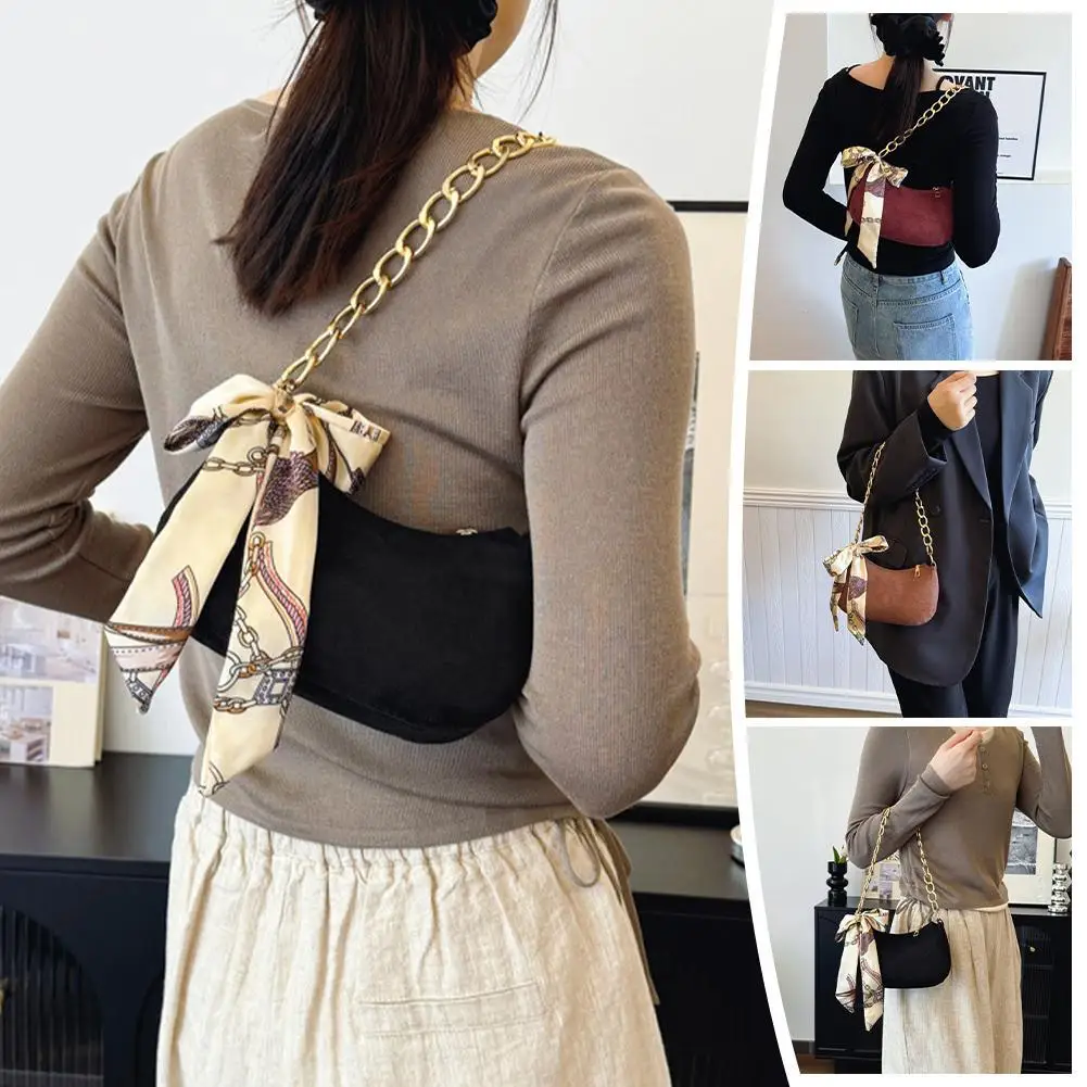 Winter Large Capacity New Popular Fashion Chain One-shoulder Underarm Women's Bag Texture Frosted Temperament Silk Scarf