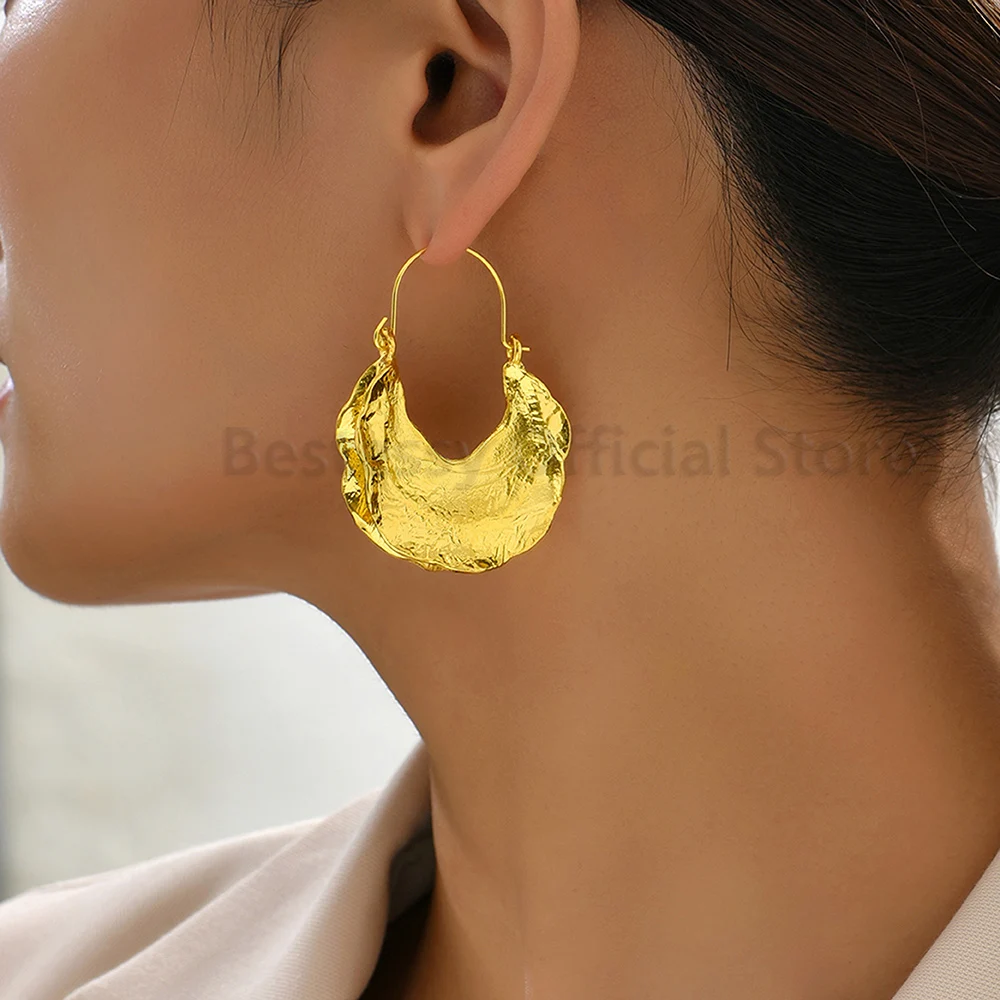 Vintage Gold Color Heavy Metal Dangle Earrings For Women Trend Luxury Geometric Punk Jewelry Particular Female Ear Accessories