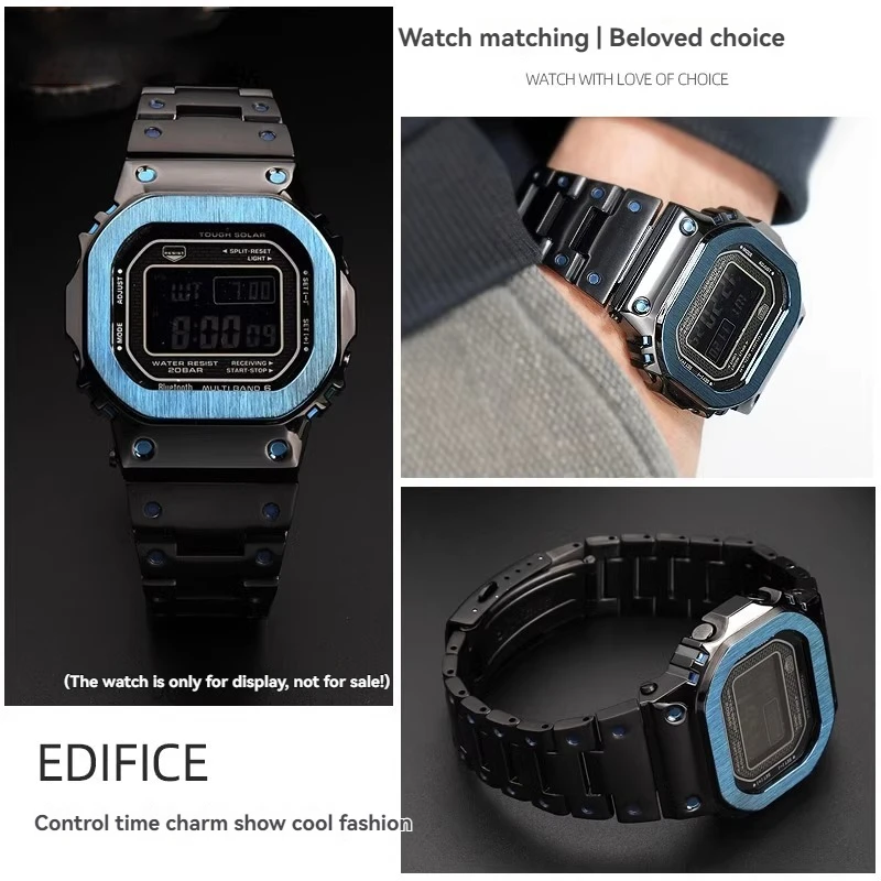 mod kit case bracelet for Casio G-SHOCK series 40th anniversary GMW-B5000 metal strap stainless steel Black blue case set tool