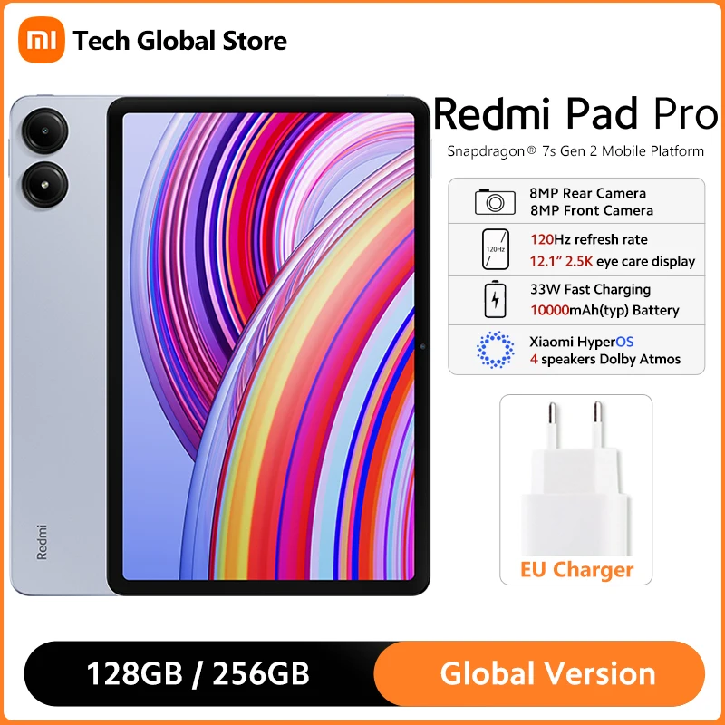 Xiaomi redmi Pad Pro Snapdragon เวอร์ชั่นสากล®โปรเซสเซอร์7S Gen 2 12.1 ''120Hz จอแสดงผล2.5K 33W ชาร์จเร็วแบตเตอรี่10000mAh