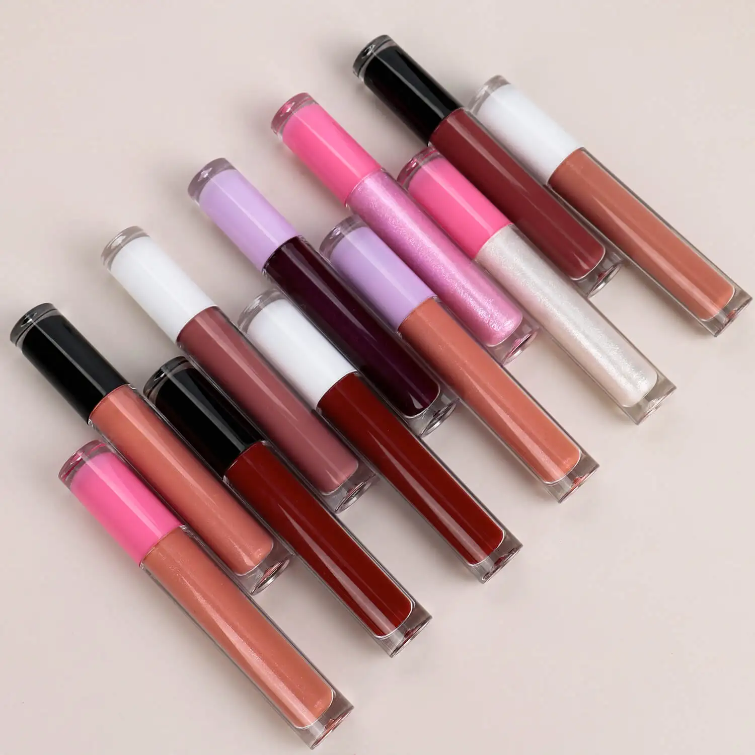 3ml Lip Gloss Private Label Pigment Waterproof Matte Glossy Long-lasting Custom Logo Makeup Cruelty Free P92 Red Lid Round Tube