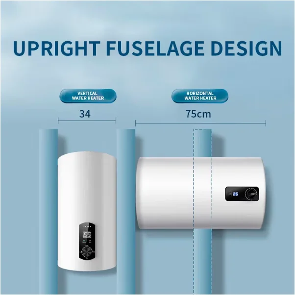 40L-80L Vertical Smart Electric Water Heater Energy Efficient Wall Mounted RV Bath Shower Smart Features for Household Use
