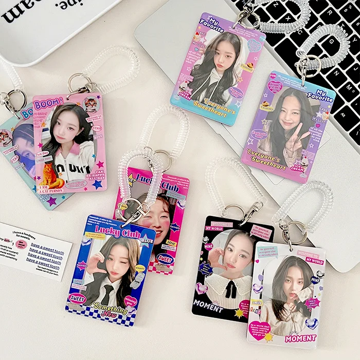 MINKYS Kawaii Double Side 3 inch Kpop Photocard Holder Photo Card Holder Bag Pendant School Stationery