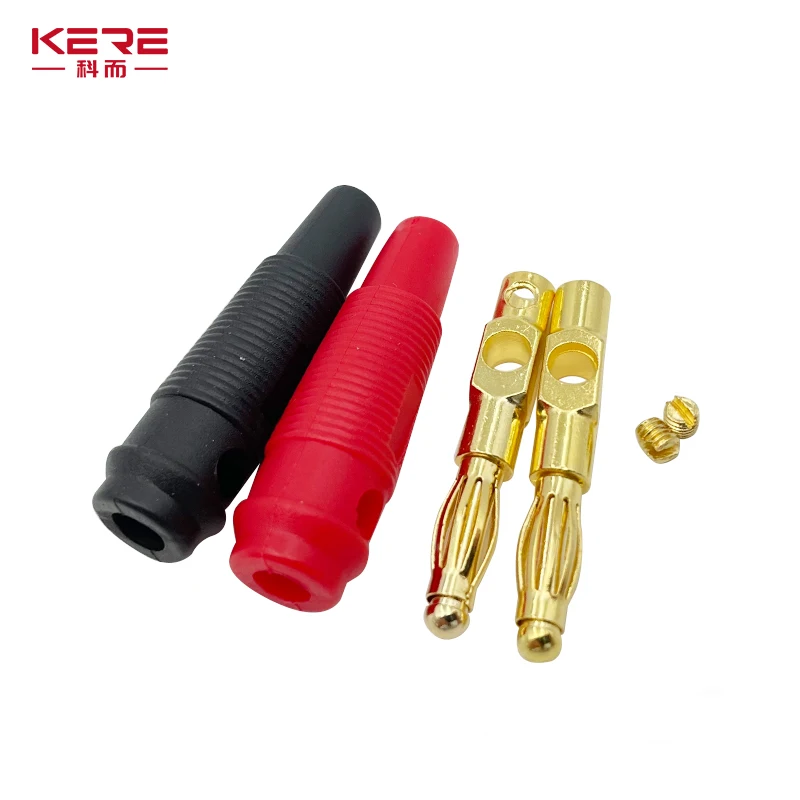 KERE 20Pcs/4mm Banana Plug Socket Cable Connector Gold Plated  Screw To Speaker Amplifier Binding Post Test Probes Adapter