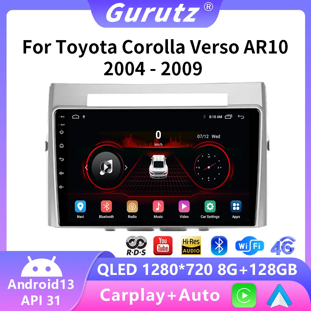 

9" 2 Din Android 13 for Toyota Corolla Verso AR10 2004-2009 Car Stereo Radio Multimedia Player Carplay Navigation GPS Head Unit