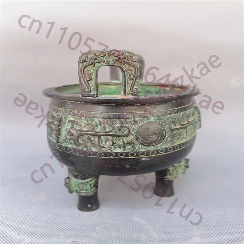 A bronze Round Cauldron,an old imperial Incense burners with ancient inscriptions ,Collectibles from rural
