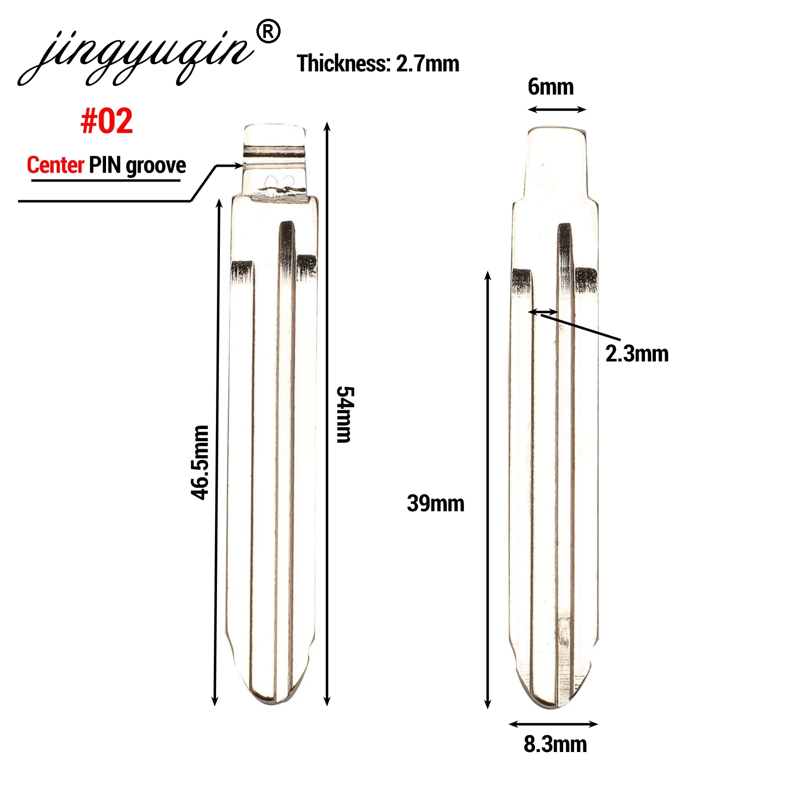 Jingyuqin-Flip Remote Key Blade, em branco para Toyota, Camry, Corolla, Highlander, Vios, Scion, TOY43, TOY41, TOY40, TOY47, TOY48