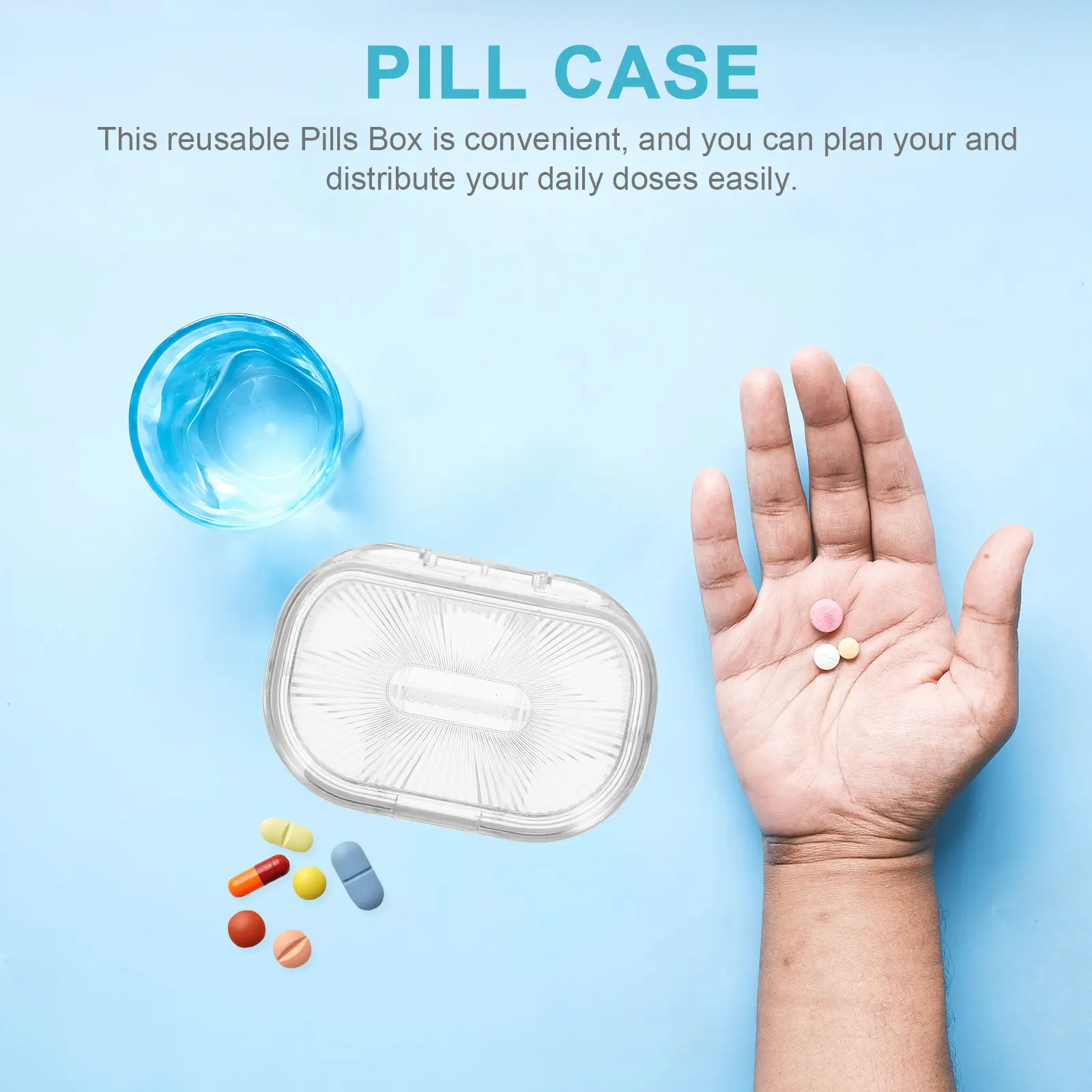 Transparent Pills Dispenser Lightweight Portable Medicine Box with Chic Design Multi Section Grids for Management