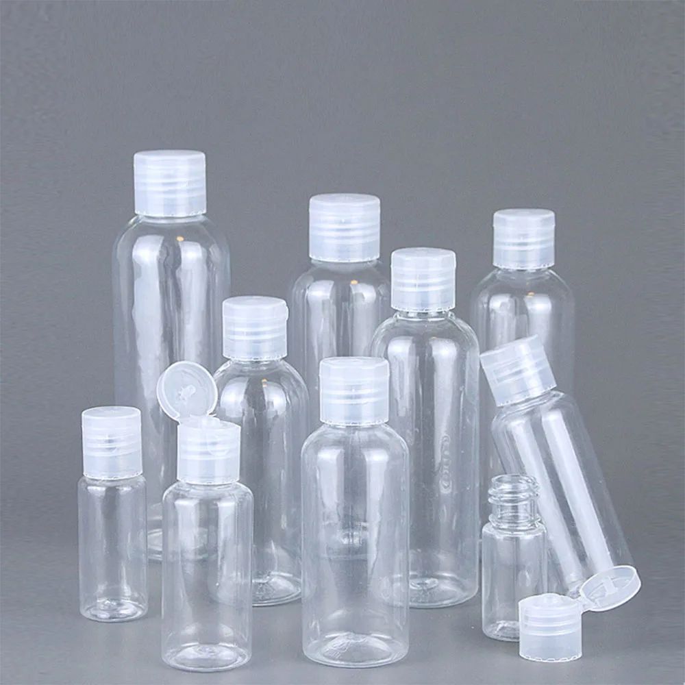 

Travel Bottles 500ml 300ml 250ml 200ml 150ml 100ml 50ml 30ml Lotion Bottle Clear Plastic PET Vial Flip Top Cosmetic Container