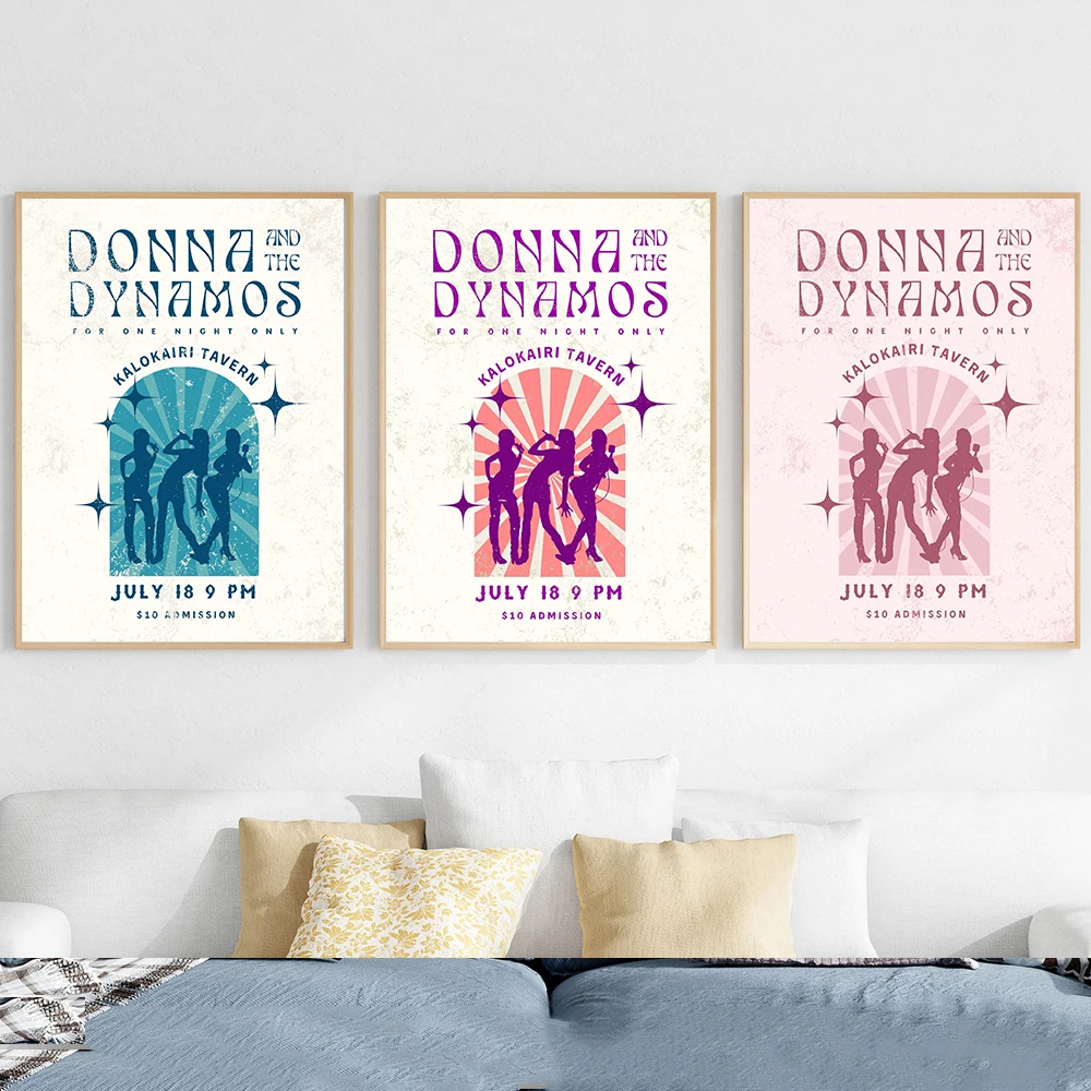 Classic Music Donna and Dynamos Poster Mamma Mia Retro Movie Prints Canvas Painting Wall Art Pictures for Modern Home Decoration