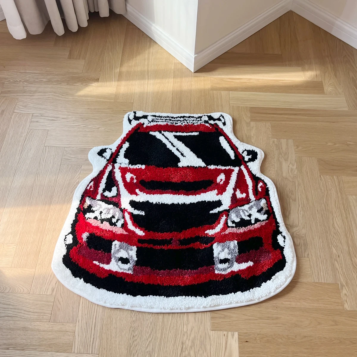 

Creative Red Racing Car Tufted Rug 3D Car-Shaped Carpet Non-Slip Doormat for Car Lover Bedroom Living Room Home Decor Floor Mat